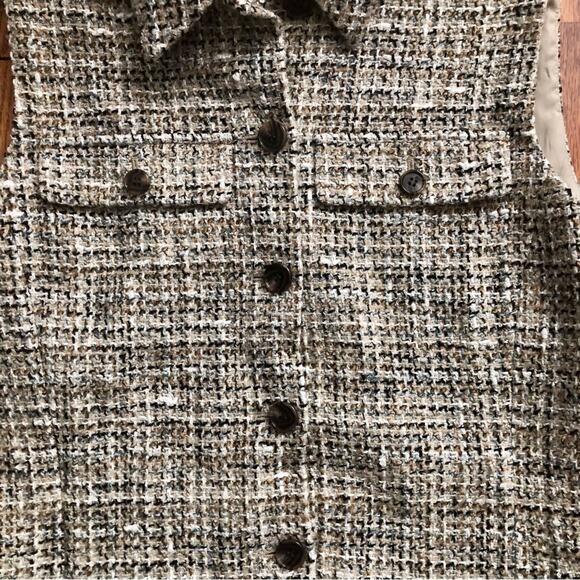 Theory Tweed Sleeveless Minidress Neutral Cream Tan Women’s Size 10 NWOT - Picture 6 of 14